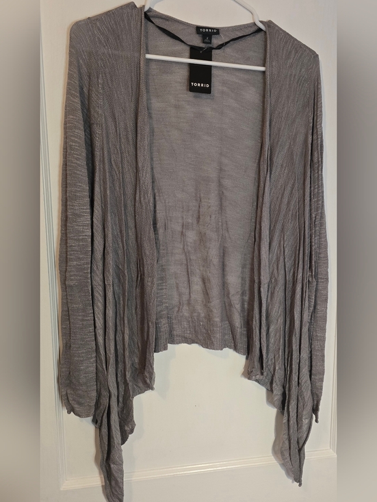 torrid Sweaters - NWT Torrid Silver Gray Open-Front Waterfall Draped Knit Cardigan